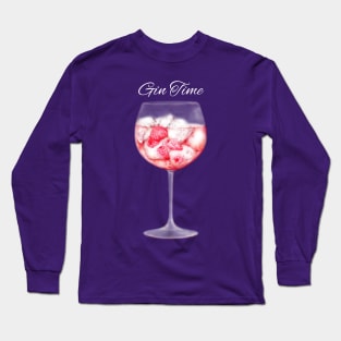 Pink Gin Watercolour Illustration Long Sleeve T-Shirt